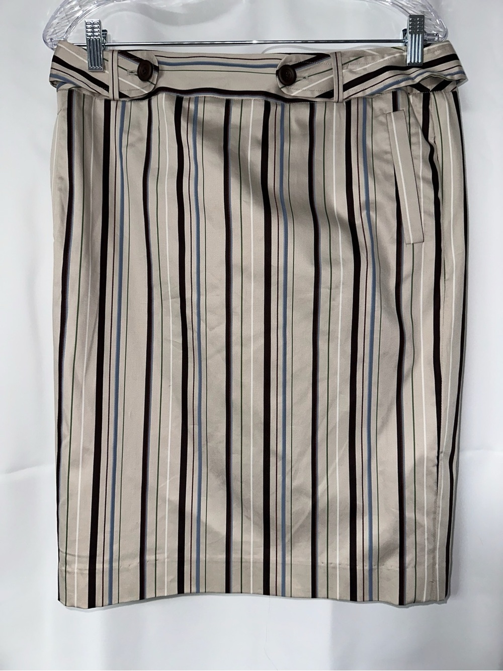 Pendleton Beige Striped Pencil Skirt with Navy and Black